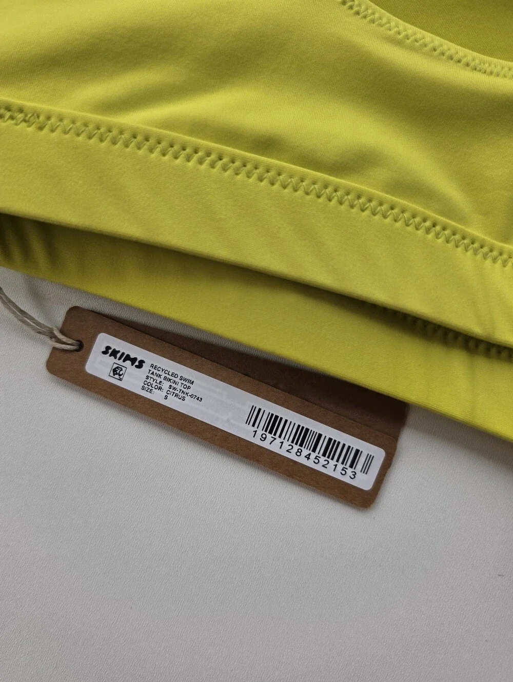 SKIMS NWT Recycled Swim Citrus Neon Yellow Tank Bikini Top‎